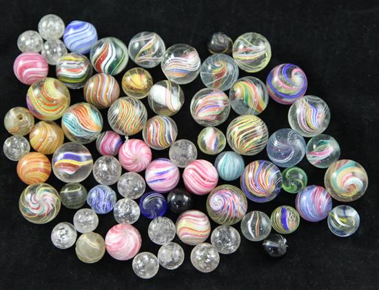 A collection of various Victorian marbles, largest 0.75in.